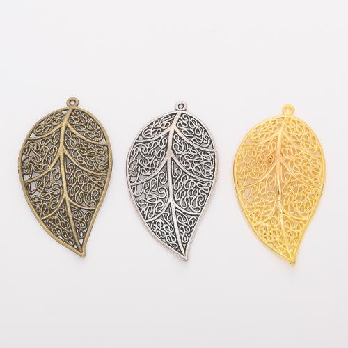 Tibetan Style Leaf Pendants, plated, DIY, more colors for choice, 57x36.50mm, 100PCs/Bag, Sold By Bag