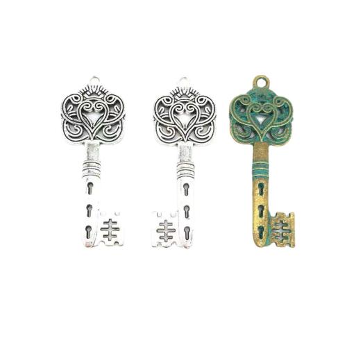 Tibetan Style Key Pendants, plated, DIY, more colors for choice, 42x16mm, 100PCs/Bag, Sold By Bag