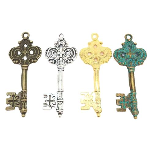 Tibetan Style Key Pendants, plated, DIY, more colors for choice, 51x20mm, 100PCs/Bag, Sold By Bag