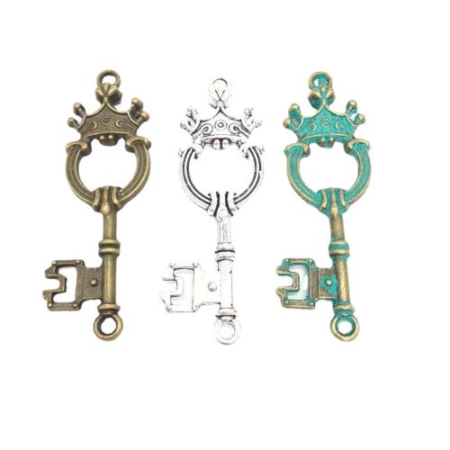 Tibetan Style Key Pendants, plated, DIY, more colors for choice, 54x17mm, 100PCs/Bag, Sold By Bag