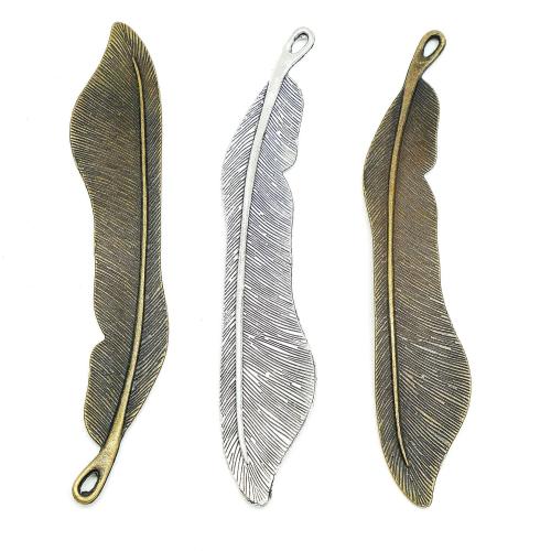 Tibetan Style Leaf Pendants, plated, DIY, more colors for choice, 110x21x3mm, 100PCs/Bag, Sold By Bag