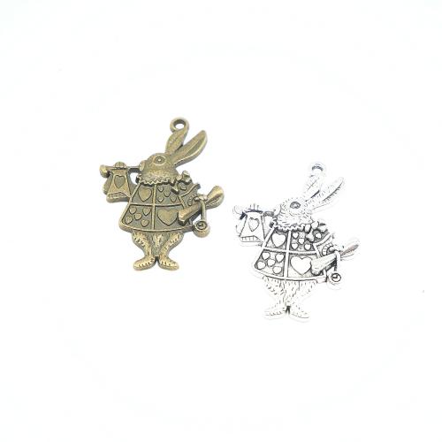 Tibetan Style Animal Pendants, Rabbit, plated, DIY, more colors for choice, 26x37x3mm, 100PCs/Bag, Sold By Bag