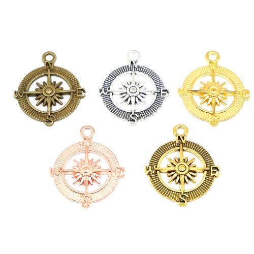 Tibetan Style Pendants, Compass, plated, DIY, more colors for choice, 29x25x3mm, 100PCs/Bag, Sold By Bag