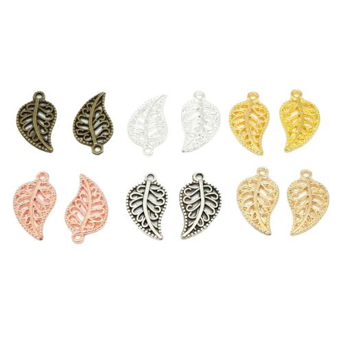 Pendentifs feuilles en alliage de zinc , Placage, DIY, plus de couleurs à choisir, 19x10mm, 100PC/sac, Vendu par sac