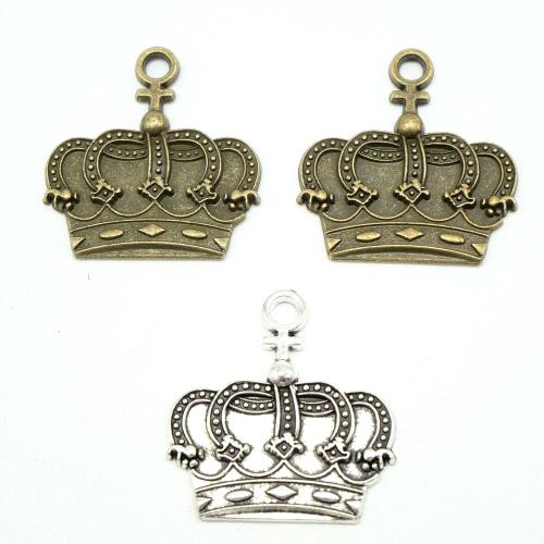 Tibetan Style Crown Pendants, plated, DIY, more colors for choice, 27x26x2mm, 100PCs/Bag, Sold By Bag