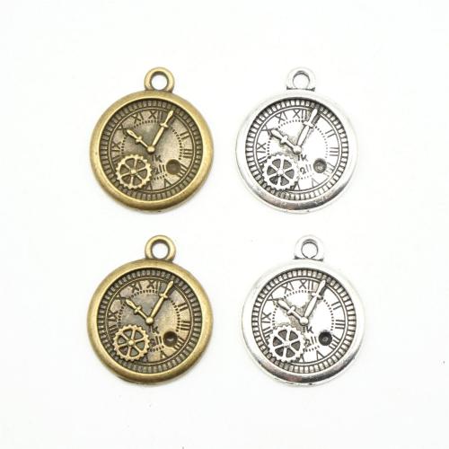 Tibetan Style Pendants, Clock, plated, DIY, more colors for choice, 21x18mm, 100PCs/Bag, Sold By Bag