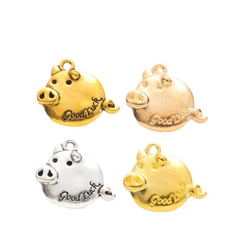 Tibetan Style Animal Pendants, Pig, plated, DIY, more colors for choice, 15x13mm, 100PCs/Bag, Sold By Bag