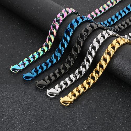 Stainless Steel Jewelry Necklace, 304 Stainless Steel, Vacuum Ion Plating, for man, more colors for choice, 600x15mm, Sold By PC