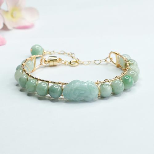 jade bracelet, avec alliage de zinc, bête sauvage Fabuleuse, gravé, style folk & pour femme, grade A, beads length 8mm, Longueur:Environ 6-8 pouce, Vendu par PC