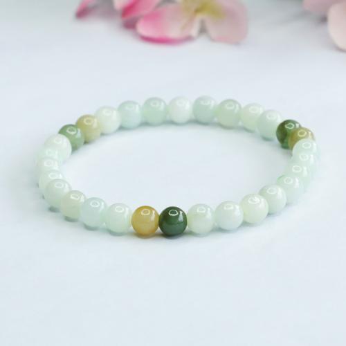 Jadeite Bracelet, Round, folk style & for woman, Grade A, beads length 6mm, Length:Approx 6-8 Inch, Sold By PC