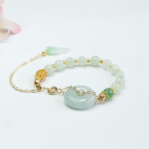 jade bracelet, avec alliage de zinc, style folk & unisexe, beads length 6mm, Longueur:Environ 6-8 pouce, Vendu par PC