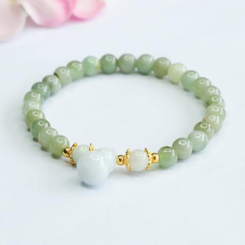 Jadeite Bracelet, with Tibetan Style, Calabash, handmade, folk style & for woman, beads length 6mm, Length:Approx 6-8 Inch, Sold By PC