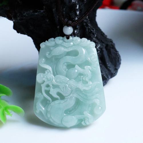 Gemstone Pendants Jewelry, Jadeite, Dragon, Carved, folk style & DIY, Grade A, 51x39mm, Sold By PC