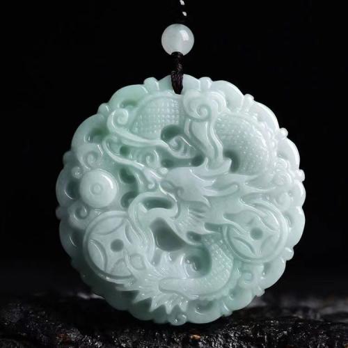 Gemstone Pendants Jewelry, Jadeite, Dragon, Carved, folk style & DIY, 48x5mm, Sold By PC