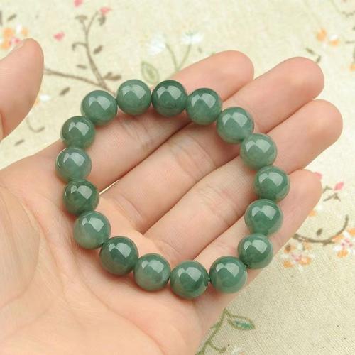 Jadeite Bracelet, Round, folk style & for woman, beads length 10mm, Length:Approx 6-8 Inch, Sold By PC