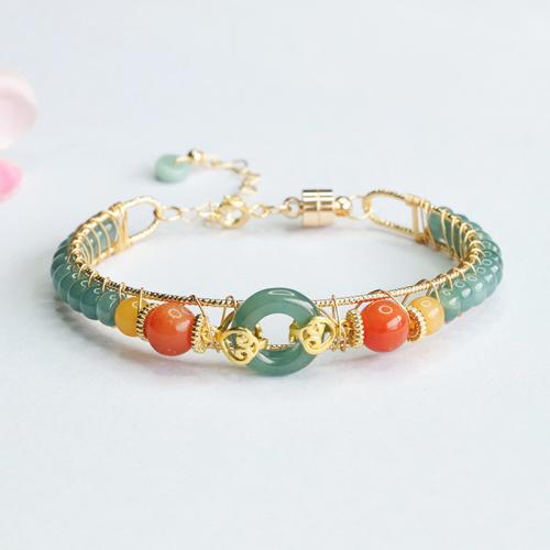 Jadeite Bracelet, with Tibetan Style, folk style & for woman, Grade A, beads length 5mm, Length:Approx 6-8 Inch, Sold By PC