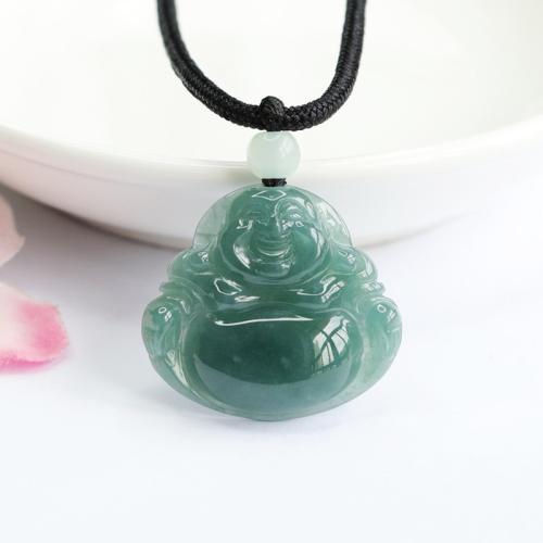 Gemstone Pendants Jewelry, Jadeite, Buddha, folk style & DIY, 24x26x5mm, Sold By PC