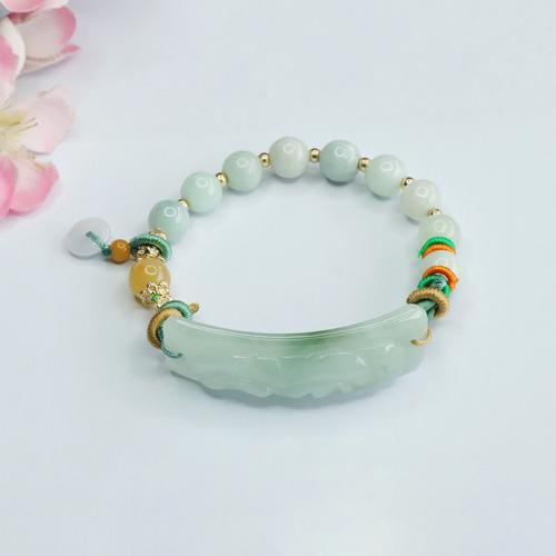 Jadeite Bracelet, Fabulous Wild Beast, Carved, folk style & Unisex, beads length 8mm, Length:Approx 6-8 Inch, Sold By PC