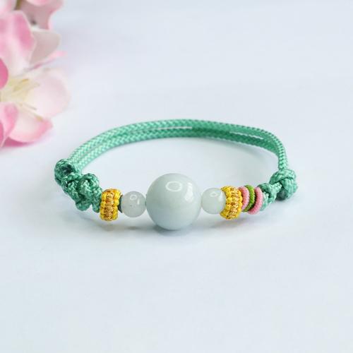 Jadeite Bracelet, with Polyester Cord, handmade, folk style & Unisex, Length:Approx 6-8 Inch, Sold By PC