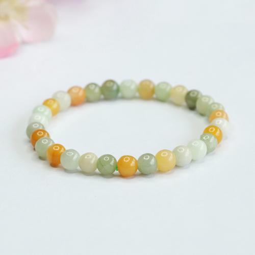 Jadeite Bracelet, Round, folk style & for woman, Grade A, beads length 6mm, Length:Approx 6-8 Inch, Sold By PC