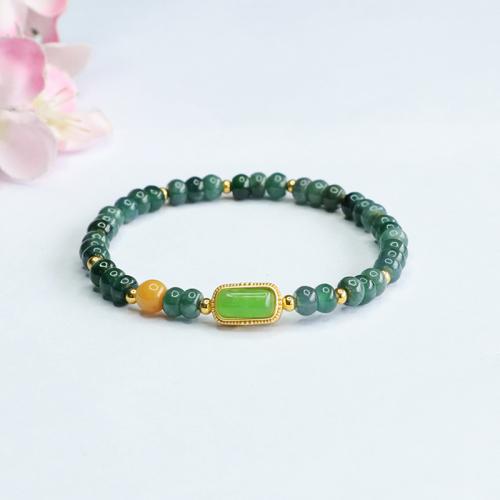 jade bracelet, avec alliage de zinc, style folk & pour femme, beads length 5mm, Longueur:Environ 6-8 pouce, Vendu par PC