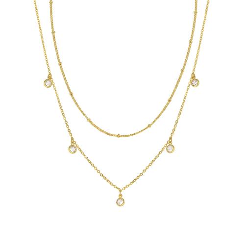 Collier de bijoux en acier inoxydable, Acier inoxydable 304, avec 5cm chaînes de rallonge, Plaqué or 18K, bijoux de mode & pour femme & avec strass, doré, Longueur:38 cm, 45 cm, Vendu par PC