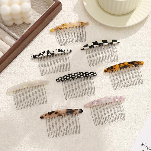 Decorative Hair Combs, Acetate, with Iron, for woman, more colors for choice, 80x42mm, Sold By PC