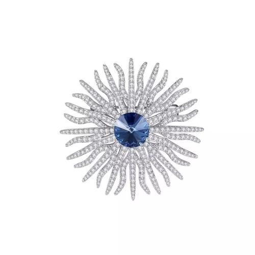 Broches en alliage de zinc, avec cristal, pour femme & avec strass, plus de couleurs à choisir, 45x45mm, Vendu par PC