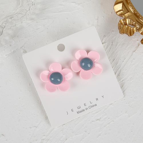 Boucle d'oreille résine, fleur, bijoux de mode & pour femme, plus de couleurs à choisir, 29mm, Vendu par paire