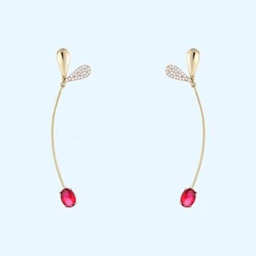 Tibetan Style Stud Earring, fashion jewelry & micro pave cubic zirconia & for woman, 15x63mm, Sold By Pair