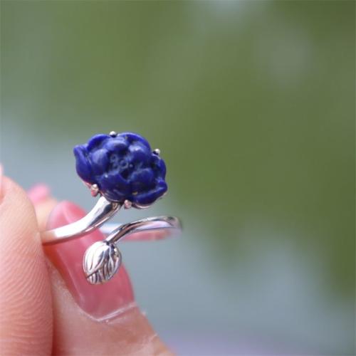 Tibetan Style Finger Ring, with Resin, Flower, fashion jewelry & for woman, US Ring Size:7, Sold By PC