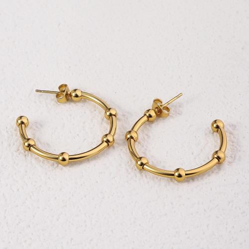 Pendientes de Acero Inoxidable, acero inoxidable 304, 18K chapado en oro, Joyería & para mujer, dorado, 31x25mm, Vendido por Par