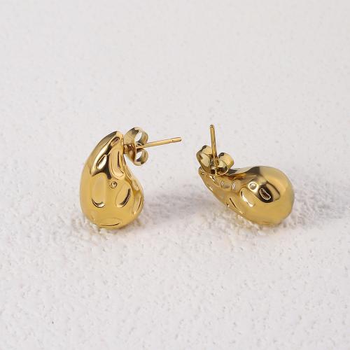 Stainless Steel Stud Earrings, 304 Stainless Steel, 18K gold plated, fashion jewelry & for woman, golden, 20x20mm, Sold By Pair