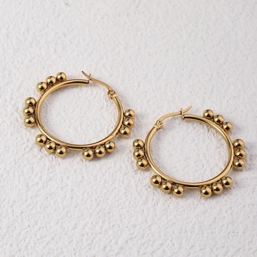 Acier inoxydable Levier Retour Earring, Acier inoxydable 304, Plaqué or 18K, bijoux de mode & pour femme, doré, 39mm, Vendu par paire