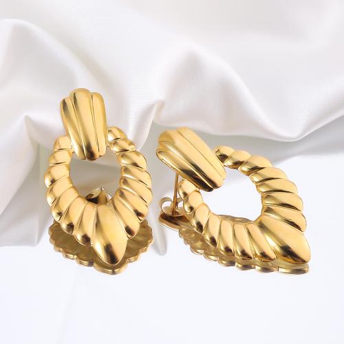 Pendientes de Acero Inoxidable, acero inoxidable 304, 18K chapado en oro, Joyería & para mujer, dorado, 42x22mm, Vendido por Par