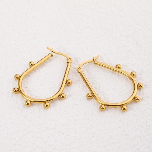 Acier inoxydable Levier Retour Earring, Acier inoxydable 304, Plaqué or 18K, bijoux de mode & pour femme, doré, 36mm, Vendu par paire