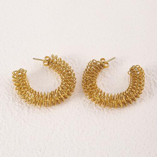 Boucle d'oreille de gaujon en acier inoxydable, Acier inoxydable 304, Plaqué or 18K, bijoux de mode & pour femme, doré, 38mm, Vendu par paire