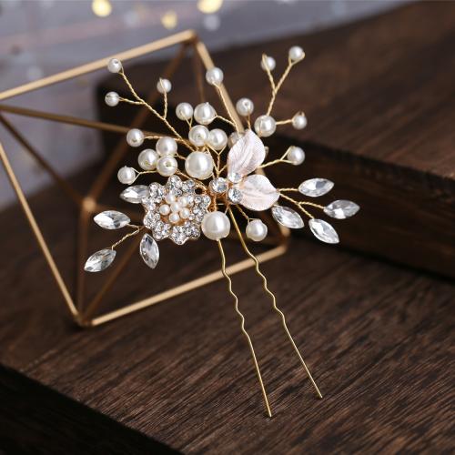 Hair Stick, Tibetan Style, with Plastic Pearl, fashion jewelry & for woman & with rhinestone, more colors for choice, 110x70mm, Sold By PC