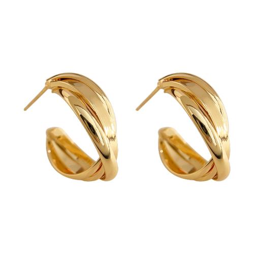 Brass Stud Earring, 18K gold plated, fashion jewelry & for woman, golden, 20x8mm, Sold By Pair