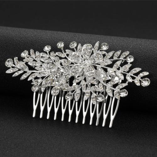 Decorative Hair Combs, Tibetan Style, with Rhinestone, fashion jewelry & for woman, more colors for choice, 110x60mm, Sold By PC