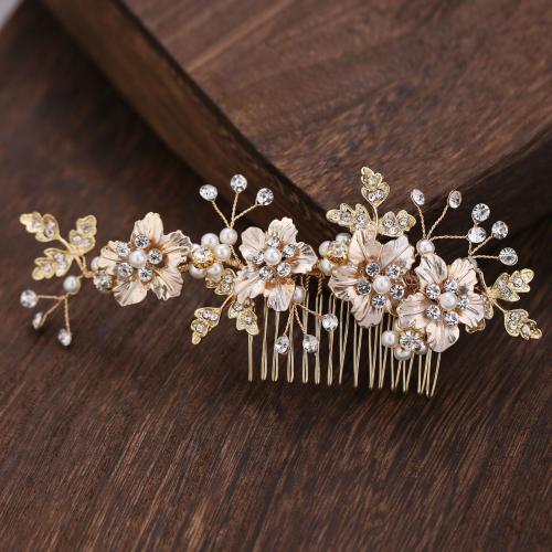 Decorative Hair Combs, Tibetan Style, with Plastic Pearl, fashion jewelry & for woman & with rhinestone, more colors for choice, 140x60mm, Sold By PC