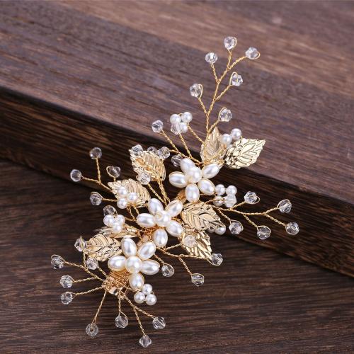 Alligator Hair Clip, Tibetan Style, with Crystal & Plastic Pearl, fashion jewelry & for woman, more colors for choice, 55x125mm, Sold By PC