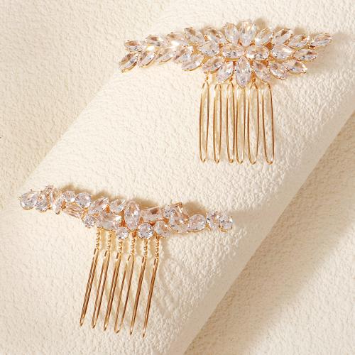 Decorative Hair Combs, Cubic Zirconia, with brass wire, fashion jewelry & different styles for choice & for woman, Sold By PC