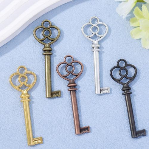 Tibetan Style Key Pendants, plated, DIY, more colors for choice, nickel, lead & cadmium free, 60x20mm, Approx 100PCs/Bag, Sold By Bag