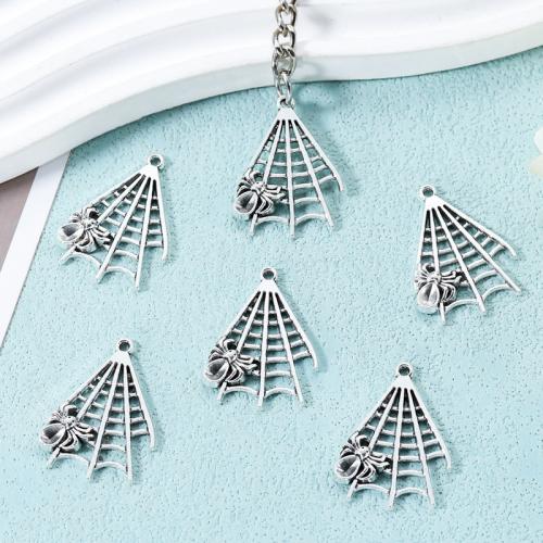 Tibetan Style Pendants, Spider Web, antique silver color plated, DIY, nickel, lead & cadmium free, 23x31mm, Approx 100PCs/Bag, Sold By Bag