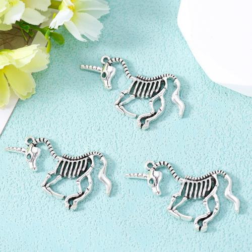 Tibetan Style Animal Pendants, Unicorn, antique silver color plated, DIY, nickel, lead & cadmium free, 41x24mm, Approx 100PCs/Bag, Sold By Bag