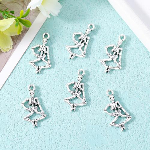 Tibetan Style Pendants, Skeleton, antique silver color plated, DIY, nickel, lead & cadmium free, 13x25mm, Approx 100PCs/Bag, Sold By Bag