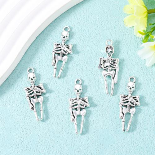 Tibetan Style Pendants, Skeleton, antique silver color plated, DIY, nickel, lead & cadmium free, 16x42mm, Approx 100PCs/Bag, Sold By Bag