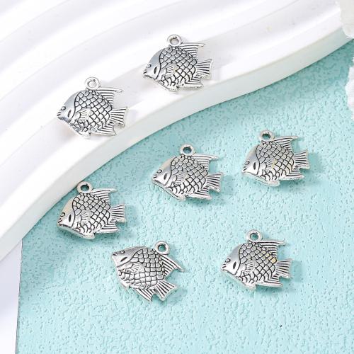 Tibetan Style Animal Pendants, Fish, antique silver color plated, DIY, nickel, lead & cadmium free, 17x16mm, Approx 100PCs/Bag, Sold By Bag