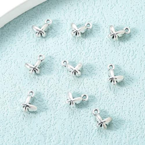 Colgantes Animales de Aleación de Zinc, Mariposa, chapado en color de plata antigua, Bricolaje, libre de níquel, plomo & cadmio, 9x2mm, aproximado 100PCs/Bolsa, Vendido por Bolsa